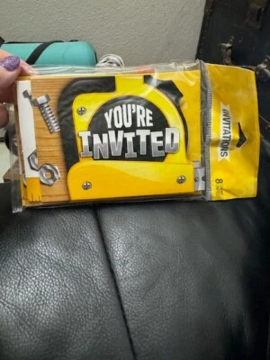 Handyman Tools Construction Worker Boys Kids Birthday Party Invitations 8ct. - Image 1 of 2