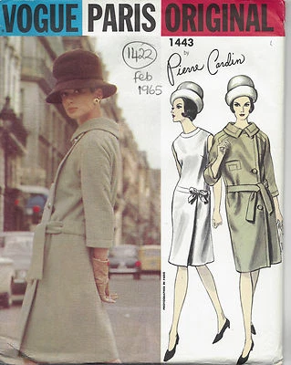 1965 Vintage VOGUE Sewing Pattern DRESS & COAT B32 (1422) Pierre Cardin  - Image 1 of 2
