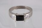 COSTUME BLACK & CLEAR STONES RING SIZE 11 FASHION 2628B