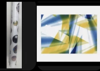 IKEA 2016 Art Event Poster,Fixing the Light,Tanya Long,Blue Yellow Geometric 36” - Image 1 of 4