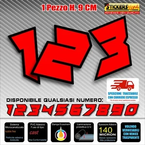 Adesivi numeri gara M10 numero Moto Gp CIV SBK Go Kart Quad Scooter Auto H9 cm - Foto 1 di 3