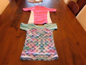 O'Rageous Size Small (7) Girl's Swim Tops Pink & Blue Swim Shirts Swim Tops - Picture 1 of 3
