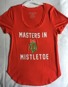 Fifth Sun Masters in Mistletoe T Shirt Top Women's Size Medium Red Christmas NWT - Picture 1 of 4