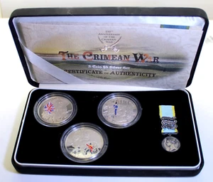 RARE ROYAL MINT CRIMEAN WAR 150th ANNIVERSARY £5 SILVER COIN SET Proof Coin Set - Picture 1 of 5