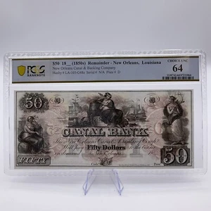 1850s 50 Dollars Louisiana New Orleans - LA-105-G48a PCGS 64 Choice UNC - Picture 1 of 18