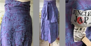DE COLECCIÓN AÑOS 80 KENZO JUNGLE JAP HECHO EN FRANCIA FALDA ENVOLVENTE ALGODÓN JACQUARD PÚRPURA AZUL S - Imagen 1 de 10