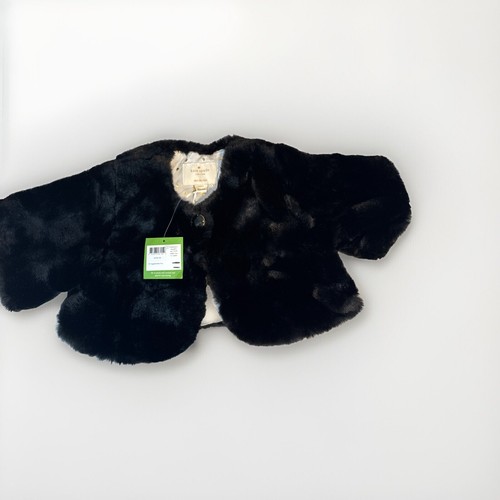Giacca cappotto pelliccia sintetica morbida nero Kate Spade bambino 5 anni NUOVO con etichette