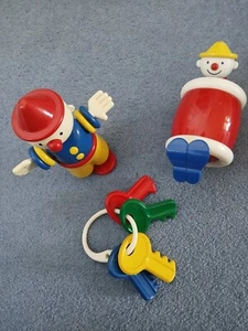 AMBI TOYS CLOWN ROLY-POLY MAN IN BARREL & KEYS RATTLE - Picture 1 of 2
