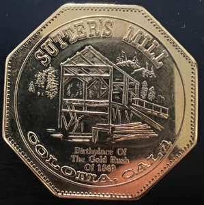 Souvenir Sutter's Mill So Called Dollar Token Gold Discovery Nevada City Mint Ca - Imagen 1 de 2