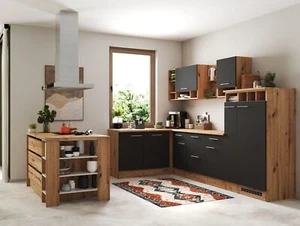 Küche Winkelküche Inselküche Einbauküche Eiche Grau Hilde 310 cm Respekta - Bild 1 von 22