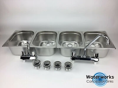 Remolque portátil para camión de comida con fregadero de concesión grande de 4 compartimentos con grifos Foto 1 de 4