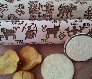 Wooden Rolling Pin Laser Cut Embossed Set of two Stylish Rolling Pins - Picture 1 of 1