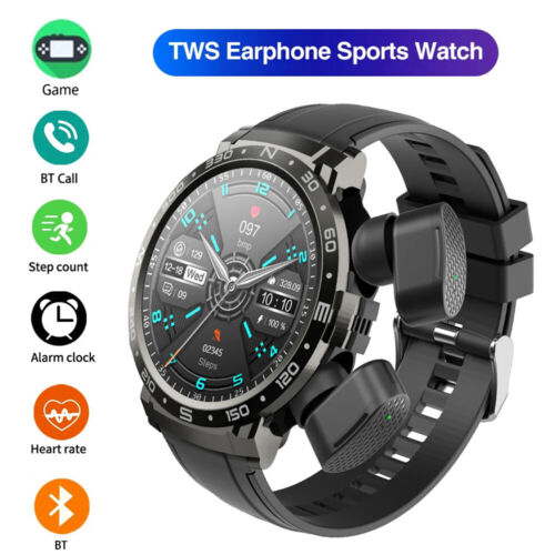 Smart Watch Bluetooth Smartwatch with Wireless Earbuds Stereo Earphones 2 in 1