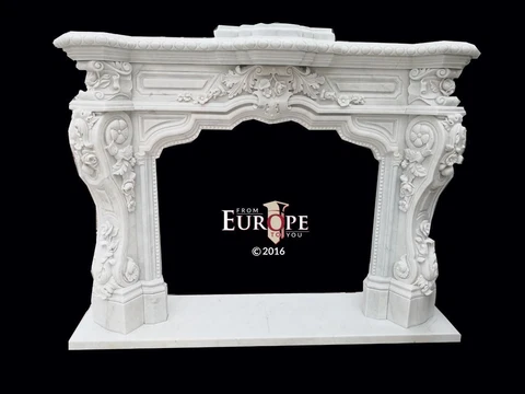 BEAUTIFUL HAND CARVED MARBLE ESTATE VICTORIAN STYLE FIREPLACE MANTEL - JP974 Cover