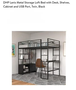 Black loft twin metal heavy duty bed frame - Picture 1 of 1