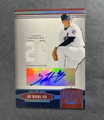 2005 Donruss Signature Series Platinum Game Worn Jersey Jae Weong Seo Auto /25 - Image 1 of 2