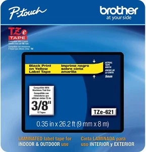 Nastro etichettatrice originale Brother TZe-621 P-touch TZe621 TZ621 TZ-621 nero giallo - Foto 1 di 9