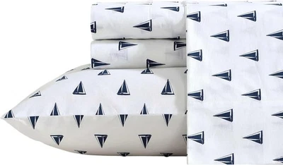 Nautica - 床单,棉 Percale 床上用品套装带配套枕套,脆 — 第 1/4 张图片