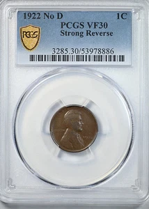 1922 No D Lincoln Wheat Cent 1C PCGS VF30 - Strong Reverse - Picture 1 of 6
