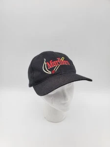 Vintage Marlboro Mütze Kappe Riemen hinten schwarz bestickt Zigarette Promo Herren - Bild 1 von 9