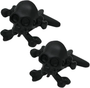 Skull Cufflinks Black And Cross Bones Cuff Links In Box (A) - Picture 1 of 6