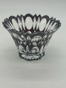 Nachtmann Bramberg Crystal Glass 3" Bowl Cut Cranberry To Clear Czech Bohemian - Picture 1 of 5
