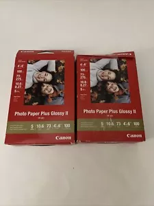 Lot of 2 Canon PP-201 Photo Paper Plus Glossy II, 4x6 inch - 100 Sheets - Picture 1 of 8