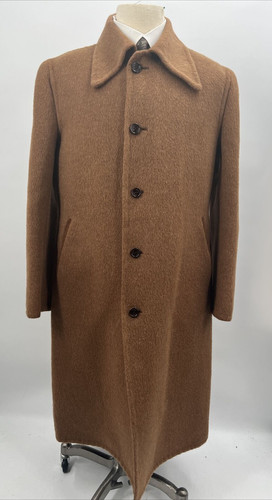 Cappotto cappotto da uomo misto lana cammello marrone sfiato singolo lungo Gucci taglia Na