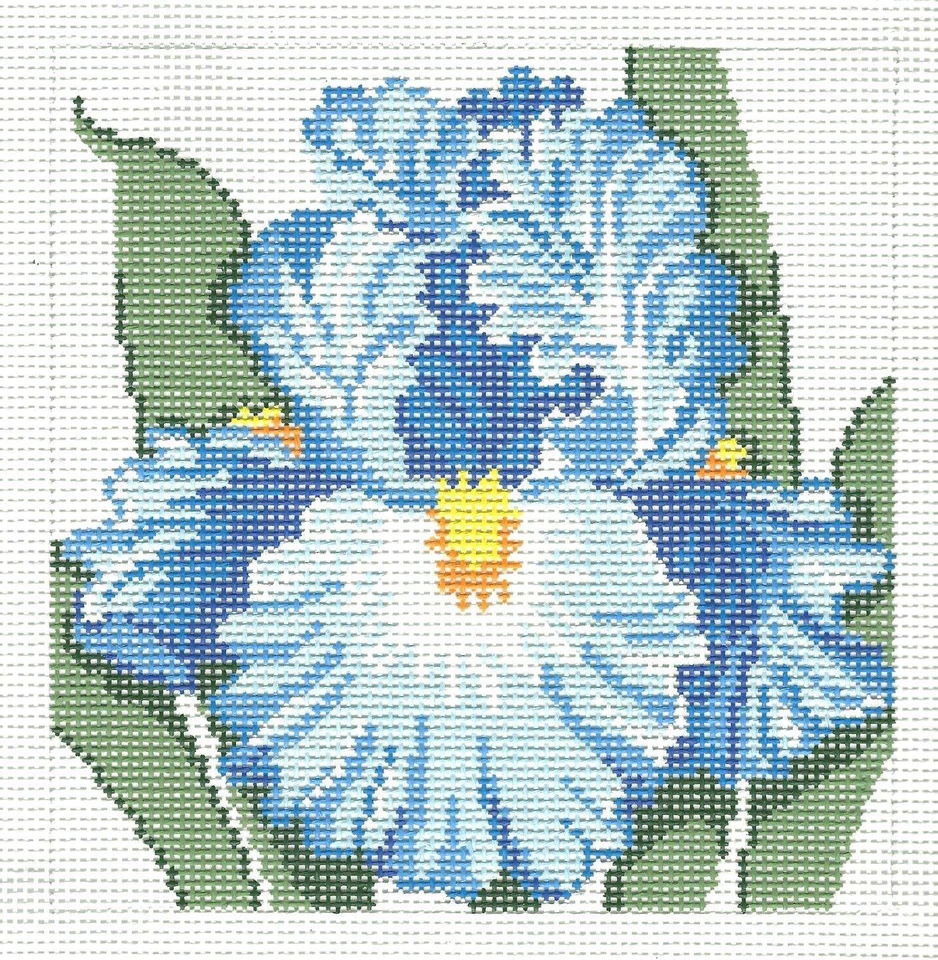 Blue Bearded Iris ~Flower Series~ 12 mesh handpainted Needlepoint Canvas by LEE - Image 1 of 1