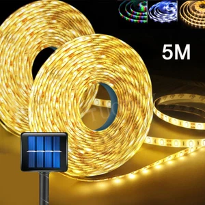 Outdoor Garden LED Strip Light Solar Powered Flexible Waterproof Rope Light 5M - Picture 1 of 26