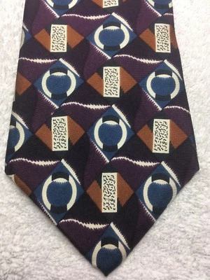 L'ATELIER MENS TIE PURPLE BLUE ORANGE BLACK WHITE 4 X 56 - Image 1 of 4