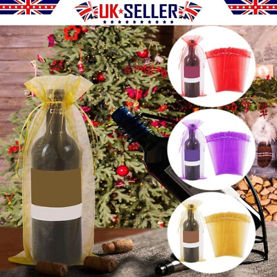 10/30pcs Organza Wine Bags, Sheer Mesh Bottle Gift Pouches Wine Covers Dresses - Image 1 of 4