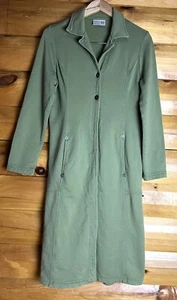 XCVI Wearables Cardigan Vintage Green Cotton Long Duster Polo Women’s S - Picture 1 of 7