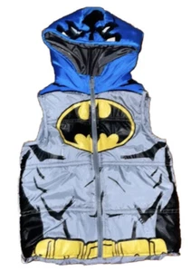 Batman Puffer Vest With Hood Size 4 Batman Theme Vest - Picture 1 of 8