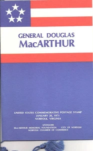 #1424-C1 Programma Cerimonia Primo Giorno 6c Francobollo Generale MacArthur con FDC - Foto 1 di 1