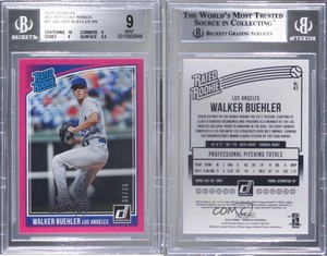 2018 Panini Donruss Mother's Day Ribbon /25 Walker Buehler BGS 9 MINT Rookie RC