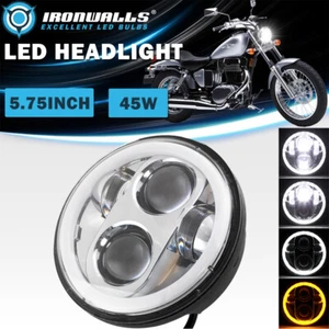 5.75" 5-3/4" LED Chrome Headlight Hi-Lo Beam DRL Turn Signal Lamp for Motorcycle - Picture 1 of 12