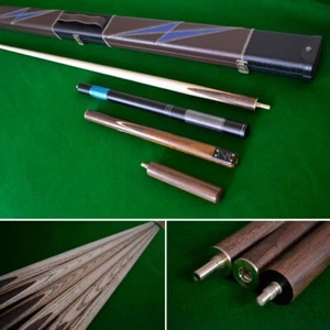 57" handgefertigtes 3/4 Snooker-Queue mit Rosenholz-Stumpf und Eschenschaft mit atemberaubendem Etui - Bild 1 von 4