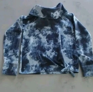 SO Girls Blue And White Tie Dye Turtleneck Sweatshirt Bottom Knot Size L(10-12) - Picture 1 of 7