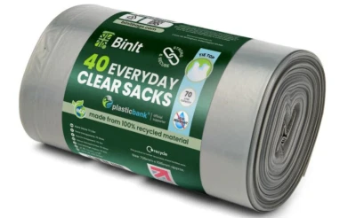 BIN IT 40 Clear Large 70L Strong & Secure, Tie Top, Recycling Clear Sacks - Image 1 of 4