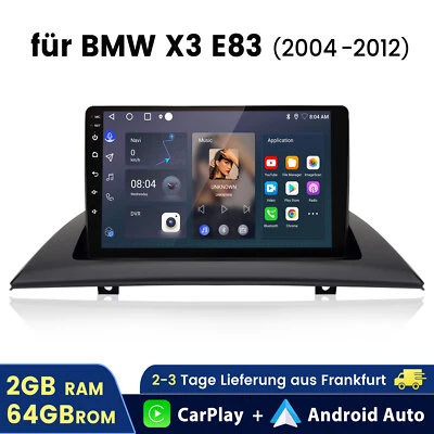 Für BMW X3 E83 Carplay 9" Android 13 Autoradio GPS Navi BT WIFI DAB+ SWC 2+64GB  - Bild 1 von 4