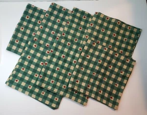Juego de 7 servilletas de lino Western Linen Inc verde y beige guinga corazón rojo - Imagen 1 de 5