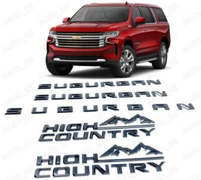 Gloss Black 2021-2025 Chevrolet Suburban High country  Emblem Badge kit OEM - Image 1 of 4