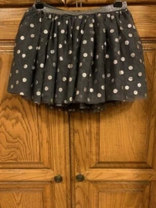 Total Girl Size M5 Dark Gray & Sparkly Silver Dressy Tulle Skirt w/Elastic Waist - Picture 1 of 5