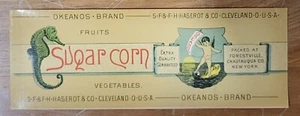LABEL Okeanos Cleveland Ohio Sugar Corn Haserot Cherub Greek God - Picture 1 of 1