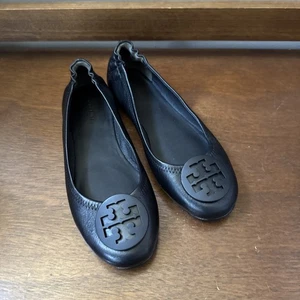 Ballerine da viaggio Tory Burch Minnie scarpe nere in pelle da donna taglia 7,5 nuove senza scatola - Foto 1 di 8