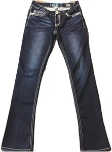 HYDRAULIC BAILEY MICRO BOOT WOMANS DARK BLUE DISTRESSED WASH SZ 9/10 #X13965A - Picture 1 of 17
