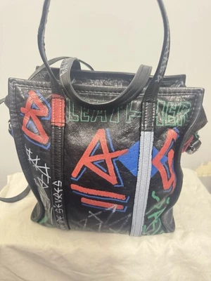 Balenciaga 女式 S Bazar Shopper 托特包 手提包 涂鸦 黑色 正品 — 第 1/4 张图片