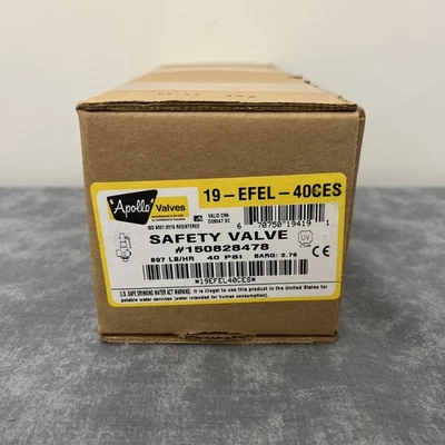 Apollo 19-EFEL-40CES Relief Valve 897lb/hr 40psi 1in New Open Box - Image 1 of 4
