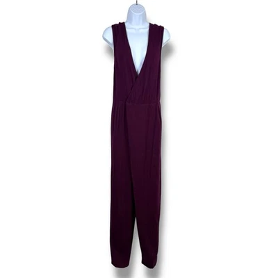 Kate Spade Jumpsuit Womens 8 Purple plum twist back v neck wool blend pockets - Image 1 of 4
